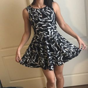 Express black and white dress with keyhole